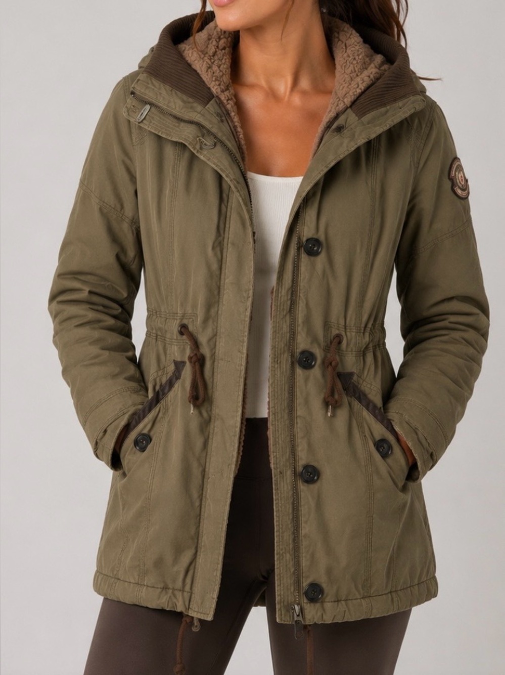 Abercrombie & fitch vintage Y2K Sherpa lined utility military parka jacket sz s